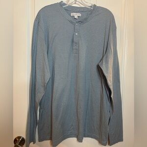 EUC AND NOW THIS Men's Long-Sleeve Light Blue Stripe Henley Shirt size XXL